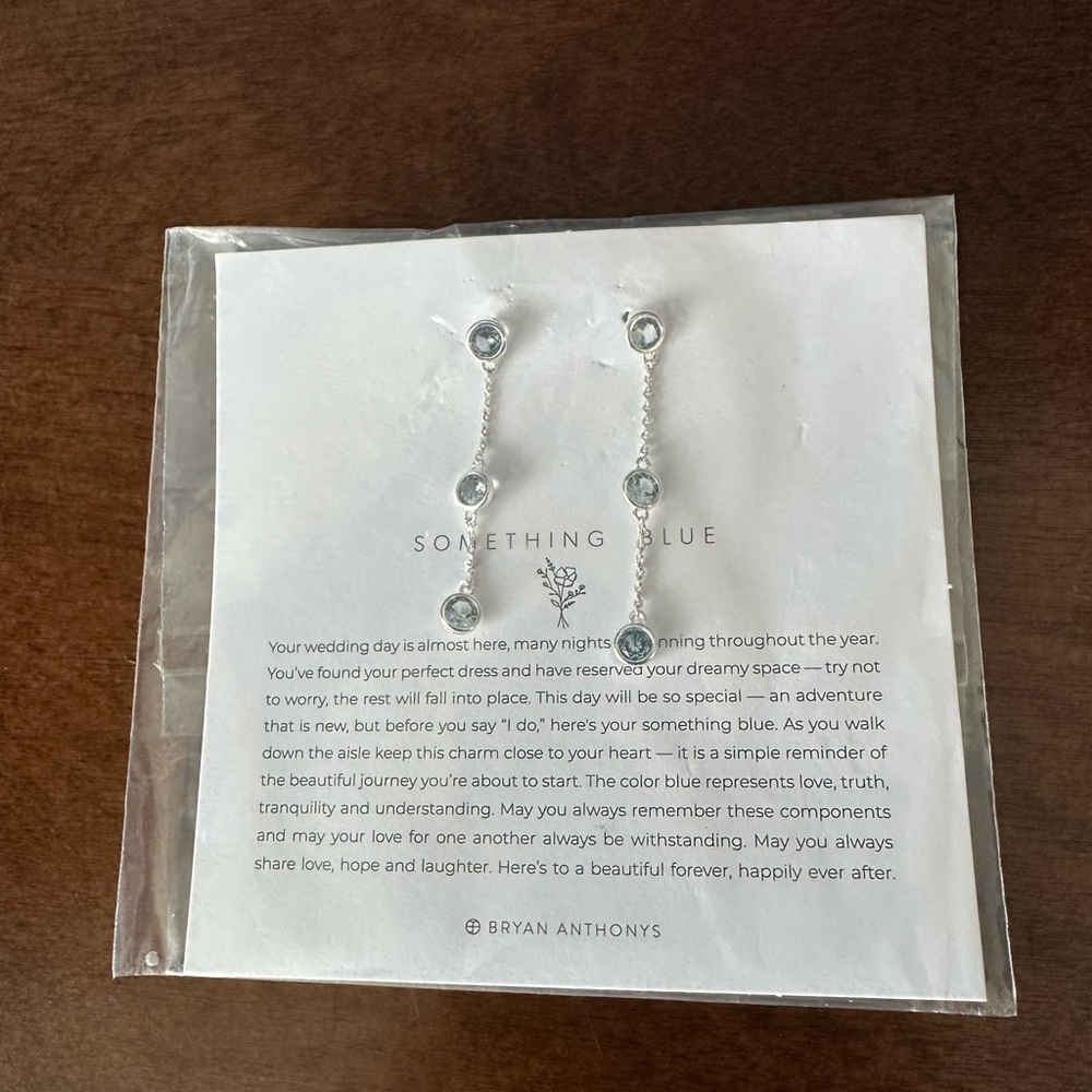 New Bryan Anthonys “Something Blue” Linear Earrings - Picture 3 of 5